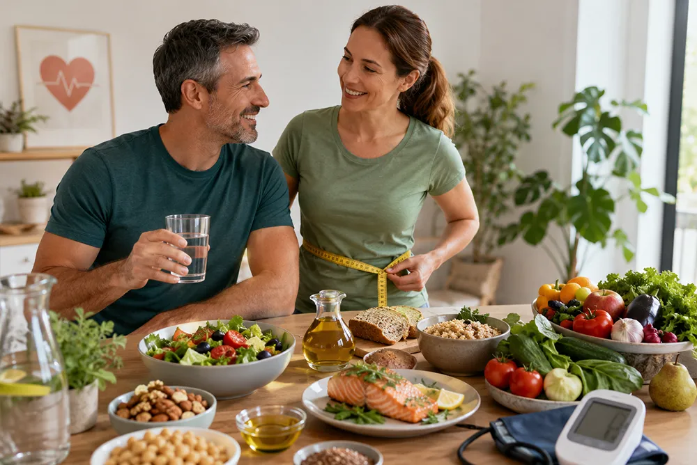 Alimentation &eacute;quilibr&eacute;e riche en fruits, l&eacute;gumes et poissons pour la pr&eacute;vention des maladies cardiovasculaires