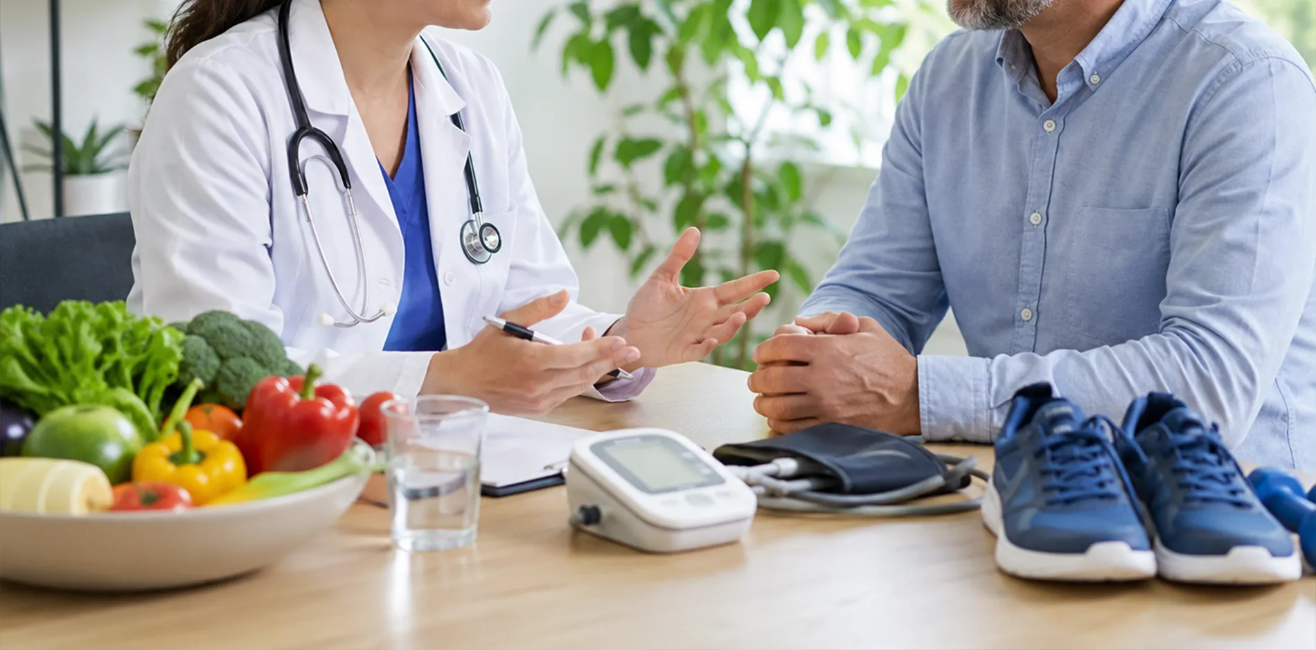 Consultation de pr&eacute;vention cardiovasculaire avec conseils personnalis&eacute;s sur l&rsquo;alimentation, l&rsquo;activit&eacute; physique et les facteurs de risque